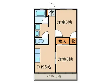 森ビル(2DK/7階)の間取り写真