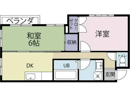 クロノス四之宮(2DK/3階)の間取り写真