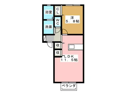 ヴィラーニKOUNODAI(1LDK/1階)の間取り写真