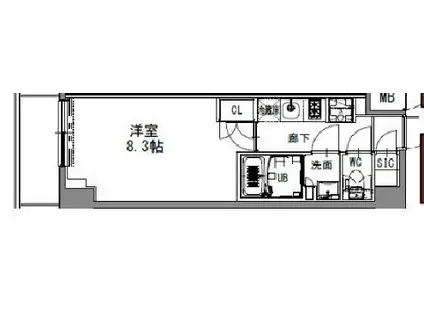 S-RESIDENCE浅草(1K/5階)の間取り写真