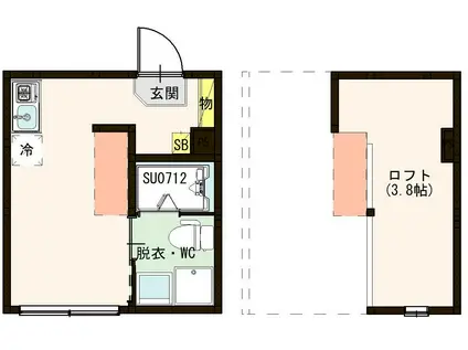 ハーモニーテラス梅田X(ワンルーム/1階)の間取り写真