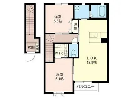 シャルム・メゾンB(2LDK/2階)の間取り写真