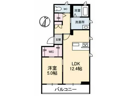 クレスト23(1LDK/1階)の間取り写真