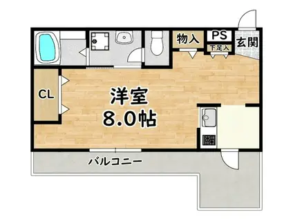 グランディN1(1K/5階)の間取り写真