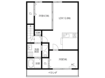 ピーススクエア石井 A棟(2LDK/2階)の間取り写真