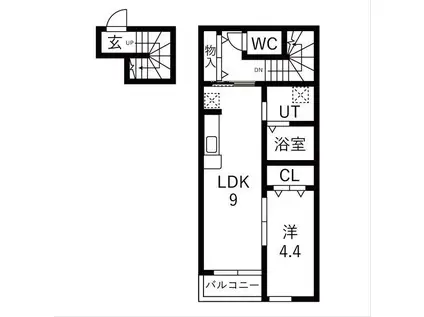 サンテラス郡山(1LDK/2階)の間取り写真
