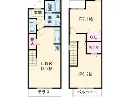ウィステリア菜花(2LDK/1階)の間取り写真