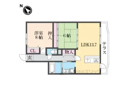 ガーデンハウス石山寺(2LDK/1階)の間取り写真