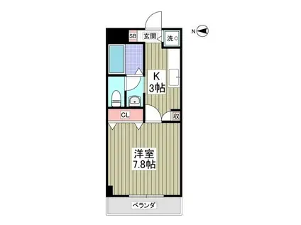 KURADO片柳(1K/2階)の間取り写真