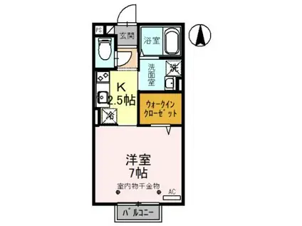 グランドゥール越前(1K/2階)の間取り写真