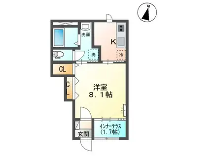 スターテラスII渡橋町1K/1LDK(1K/1階)の間取り写真