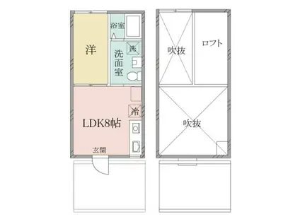 YUI-TERRACE A棟(1SLDK/2階)の間取り写真