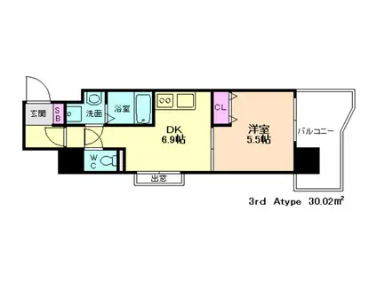 GRAMERCY JUSO-HIGASHI 3RD(1DK/8階)の間取り写真