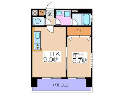 プレジオ・福島(1LDK/2階)の間取り写真