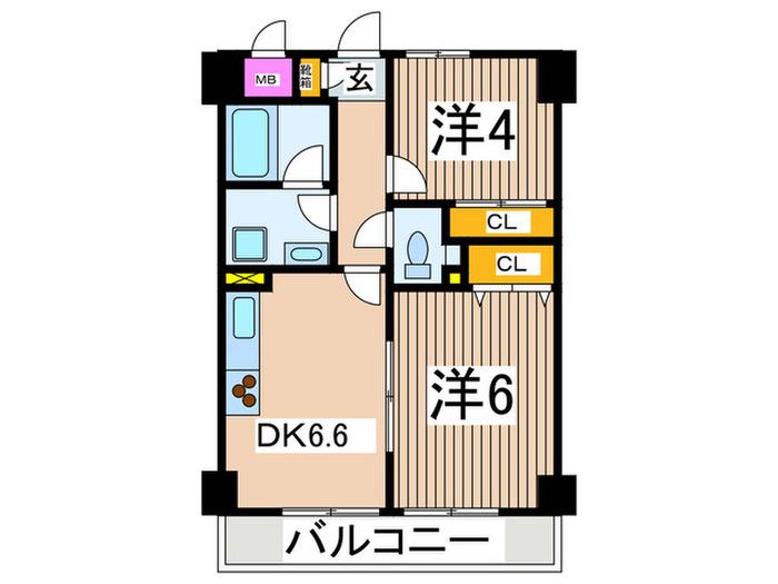 パークヒルズ鷺沼弐番館(2DK/2階)の間取り写真