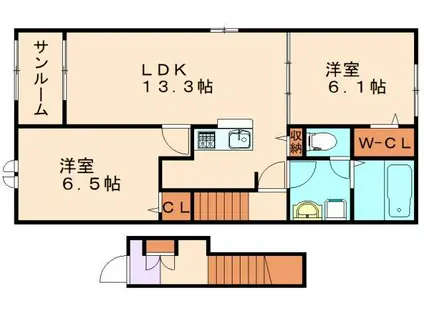 フェリーチェ A(2LDK/2階)の間取り写真