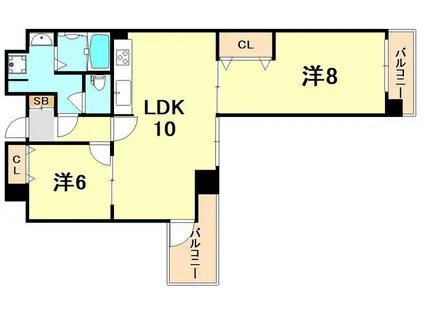 グレイス若松(2LDK/4階)の間取り写真