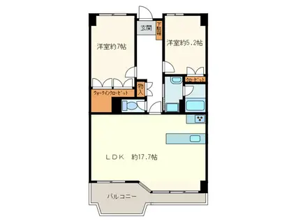 緑町壱番館(2LDK/1階)の間取り写真