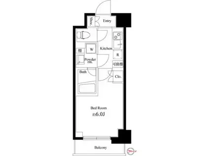 ハーモニーレジデンス武蔵小杉002(1K/4階)の間取り写真