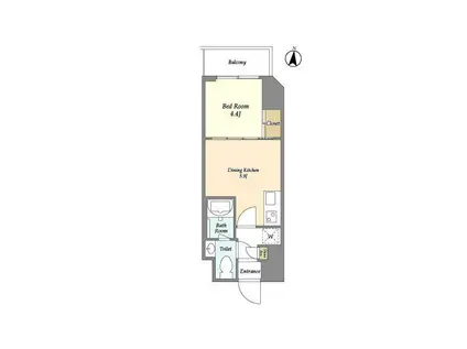 ミュプレ池上(1DK/1階)の間取り写真