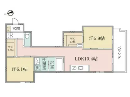 ヘーベルヴィレッジ浦和本太(2LDK/4階)の間取り写真