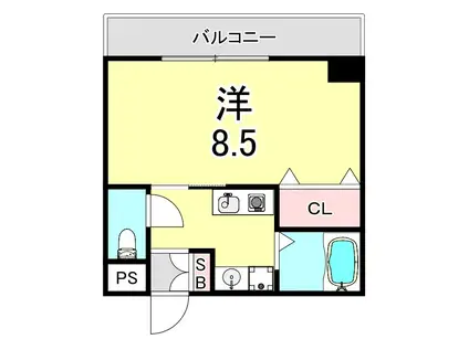 ベルエアー塚本(1K/1階)の間取り写真
