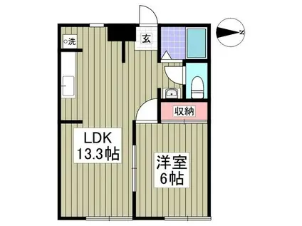 エリナハイムNO.1(1LDK/1階)の間取り写真