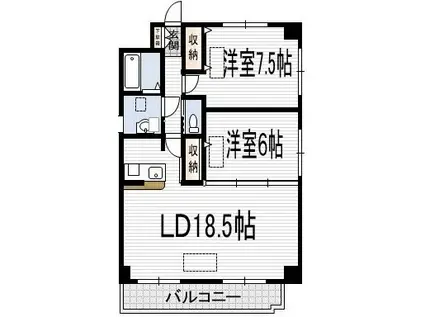 HELIANTHE KATSURAGAWA(2LDK/5階)の間取り写真