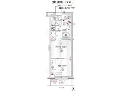 ガーラ・ステーション川崎久地(1DK/4階)の間取り写真