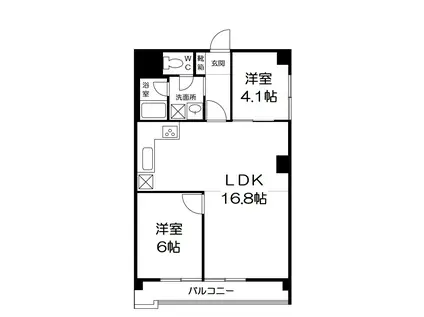 トーカンマンション呉服町(2LDK/10階)の間取り写真