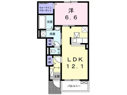 プリムヴェール(1LDK/1階)の間取り写真