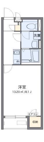 クレイノウイングス瓜破(1K/1階)の間取り写真