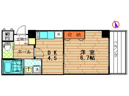 ロジェ・ヌワール(1DK/3階)の間取り写真