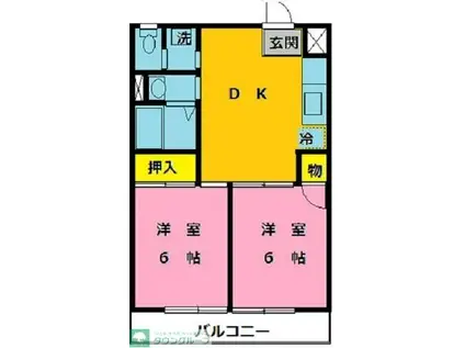 キャッスル岸(2DK/2階)の間取り写真