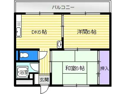 第一山本ハイツ(2DK/2階)の間取り写真