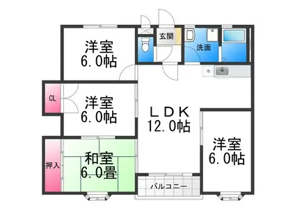 ハイツバームス(4LDK/1階)の間取り写真