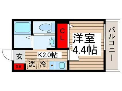 MELLAS新秋津(1K/2階)の間取り写真