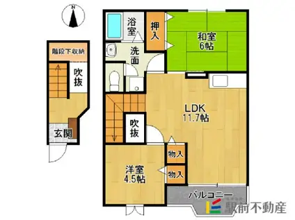 セイバリータウンD(2LDK/2階)の間取り写真