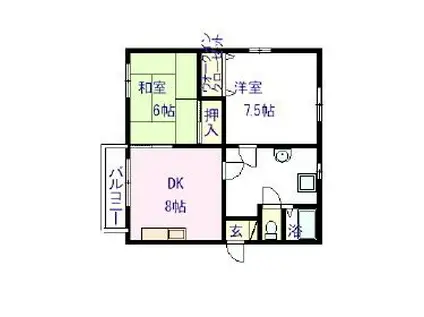 レジデンシャル甲斐田2(2DK/3階)の間取り写真