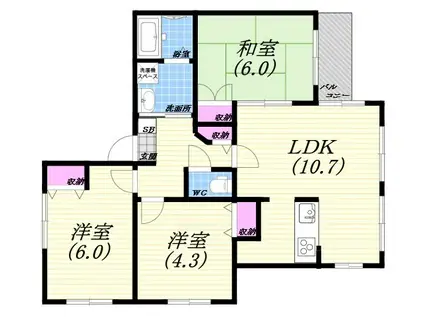 ベルシオン(3LDK/2階)の間取り写真