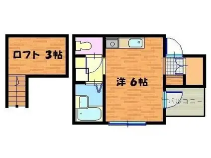 くまさんハウス(ワンルーム/3階)の間取り写真