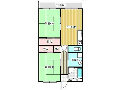 Kコート太田(2DK/2階)の間取り写真