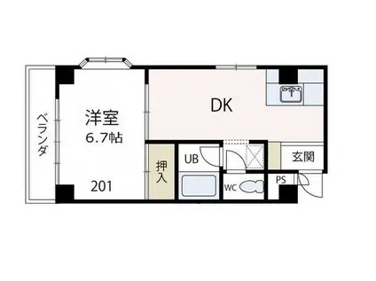 WING HOUSE 伊勢原(1DK/2階)の間取り写真