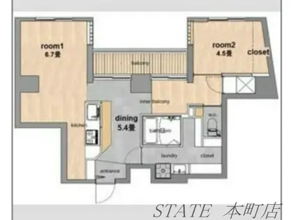 LIBMARK MINAMIHORIE(1LDK/8階)の間取り写真