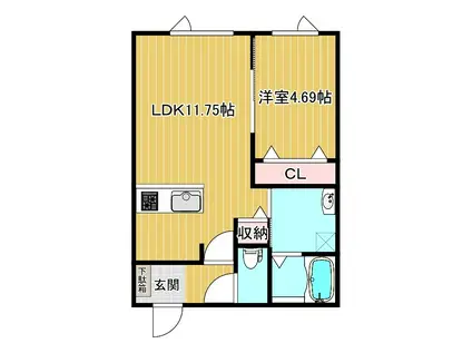 ノアール(1LDK/1階)の間取り写真