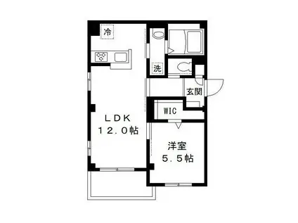 カリテシア(1LDK/2階)の間取り写真