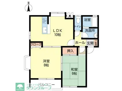 メリーカーサB(2LDK/2階)の間取り写真