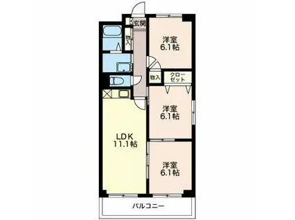 クレアージュ小杉(3LDK/2階)の間取り写真