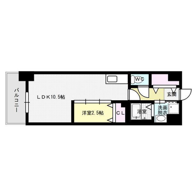 LIFEFIELD銀天町(1LDK/13階)の間取り写真