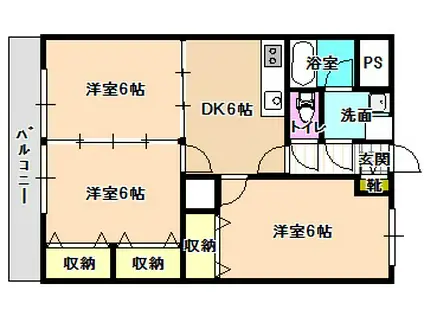 ガーデン・ハイム樗1番館(3DK/5階)の間取り写真